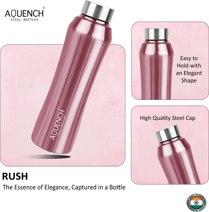 Rush Metallic Pink Water Bottle - Aquench